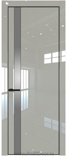 Дверь Profil Doors 18LE цвет Галька люкс кромка Черный матовый RAL9005 стекло Lacobel Серебро Матлак