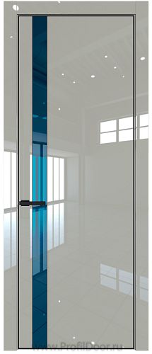 Дверь Profil Doors 18LE цвет Галька люкс кромка Черный матовый RAL9005 стекло Зеркало Blue