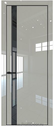 Дверь Profil Doors 18LE цвет Галька люкс кромка Черный матовый RAL9005 стекло Зеркало Grey