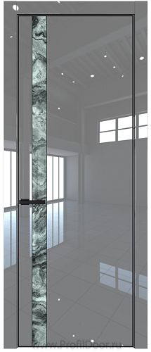 Дверь Profil Doors 18LE цвет Грей Люкс кромка Черный матовый RAL9005 стекло Атриум серебро