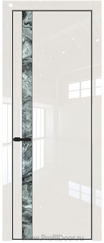 Дверь Profil Doors 18LE цвет Магнолия люкс кромка Черный матовый RAL9005 стекло Атриум серебро