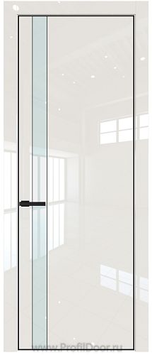 Дверь Profil Doors 18LE цвет Магнолия люкс кромка Черный матовый RAL9005 стекло Lacobel Белый лак