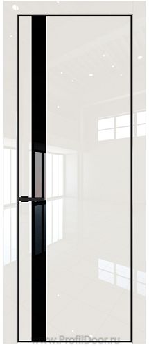 Дверь Profil Doors 18LE цвет Магнолия люкс кромка Черный матовый RAL9005 стекло Lacobel Черный лак