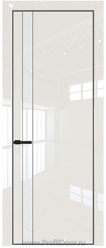 Дверь Profil Doors 18LE цвет Магнолия люкс кромка Черный матовый RAL9005 стекло Lacobel лак Классик