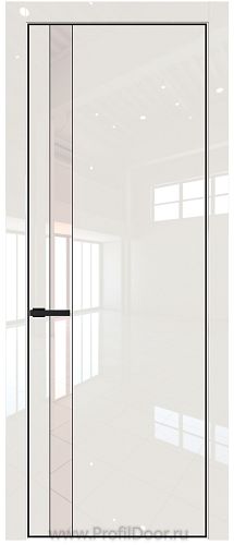Дверь Profil Doors 18LE цвет Магнолия люкс кромка Черный матовый RAL9005 стекло Lacobel Перламутровый лак