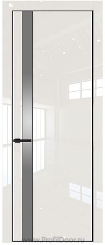 Дверь Profil Doors 18LE цвет Магнолия люкс кромка Черный матовый RAL9005 стекло Lacobel Серебро Матлак