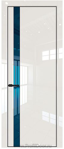 Дверь Profil Doors 18LE цвет Магнолия люкс кромка Черный матовый RAL9005 стекло Зеркало Blue