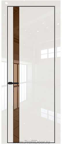 Дверь Profil Doors 18LE цвет Магнолия люкс кромка Черный матовый RAL9005 стекло Зеркало Bronza