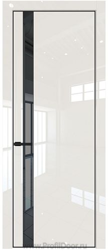 Дверь Profil Doors 18LE цвет Магнолия люкс кромка Черный матовый RAL9005 стекло Зеркало Grey