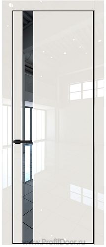 Дверь Profil Doors 18LE цвет Магнолия люкс кромка Черный матовый RAL9005 стекло Зеркало