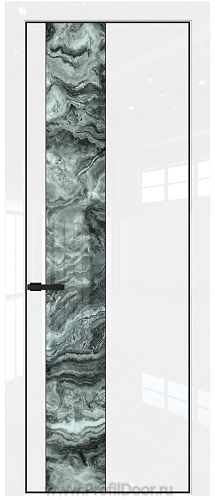 Дверь Profil Doors 19LE цвет Белый люкс кромка Черный матовый RAL9005 стекло Атриум серебро