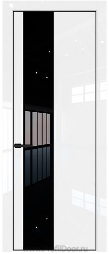 Дверь Profil Doors 19LE цвет Белый люкс кромка Черный матовый RAL9005 стекло Lacobel Черный лак