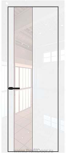 Дверь Profil Doors 19LE цвет Белый люкс кромка Черный матовый RAL9005 стекло Lacobel Перламутровый лак