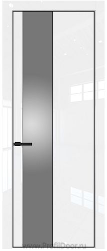 Дверь Profil Doors 19LE цвет Белый люкс кромка Черный матовый RAL9005 стекло Lacobel Серебро Матлак