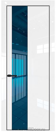 Дверь Profil Doors 19LE цвет Белый люкс кромка Черный матовый RAL9005 стекло Зеркало Blue