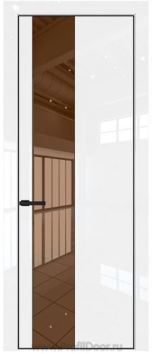 Дверь Profil Doors 19LE цвет Белый люкс кромка Черный матовый RAL9005 стекло Зеркало Bronza