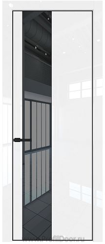 Дверь Profil Doors 19LE цвет Белый люкс кромка Черный матовый RAL9005 стекло Зеркало Grey