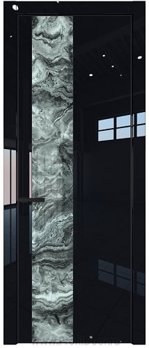 Дверь Profil Doors 19LE цвет Черный люкс кромка Черный матовый RAL9005 стекло Атриум серебро
