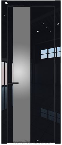 Дверь Profil Doors 19LE цвет Черный люкс кромка Черный матовый RAL9005 стекло Lacobel Серебро Матлак