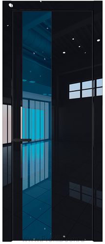 Дверь Profil Doors 19LE цвет Черный люкс кромка Черный матовый RAL9005 стекло Зеркало Blue