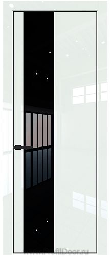 Дверь Profil Doors 19LE цвет ДаркВайт Люкс кромка Черный матовый RAL9005 стекло Lacobel Черный лак