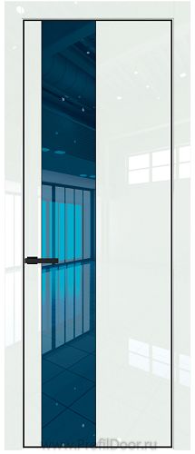 Дверь Profil Doors 19LE цвет ДаркВайт Люкс кромка Черный матовый RAL9005 стекло Зеркало Blue