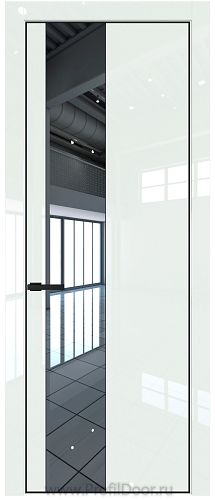 Дверь Profil Doors 19LE цвет ДаркВайт Люкс кромка Черный матовый RAL9005 стекло Зеркало