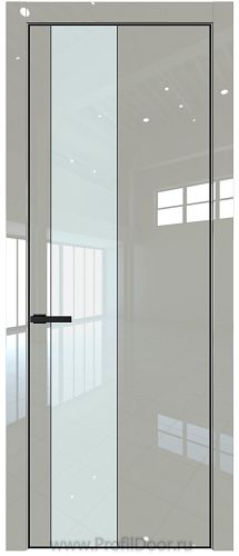 Дверь Profil Doors 19LE цвет Галька люкс кромка Черный матовый RAL9005 стекло Lacobel Белый лак