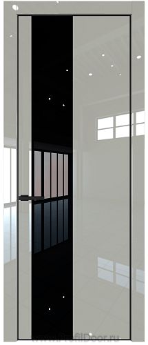 Дверь Profil Doors 19LE цвет Галька люкс кромка Черный матовый RAL9005 стекло Lacobel Черный лак