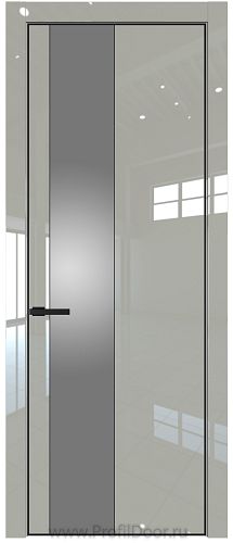 Дверь Profil Doors 19LE цвет Галька люкс кромка Черный матовый RAL9005 стекло Lacobel Серебро Матлак