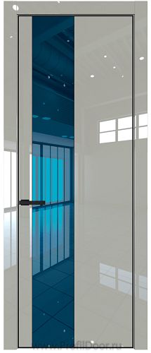 Дверь Profil Doors 19LE цвет Галька люкс кромка Черный матовый RAL9005 стекло Зеркало Blue