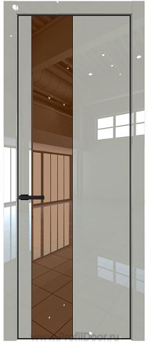 Дверь Profil Doors 19LE цвет Галька люкс кромка Черный матовый RAL9005 стекло Зеркало Bronza