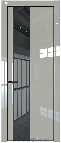 Дверь Profil Doors 19LE цвет Галька люкс кромка Черный матовый RAL9005 стекло Зеркало Grey