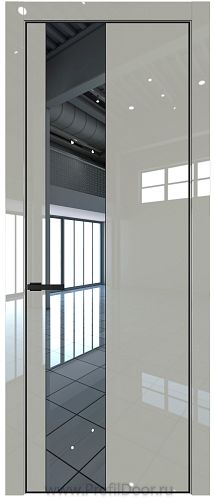 Дверь Profil Doors 19LE цвет Галька люкс кромка Черный матовый RAL9005 стекло Зеркало