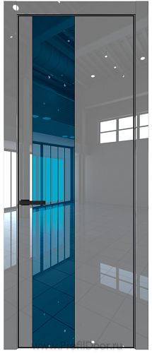 Дверь Profil Doors 19LE цвет Грей Люкс кромка Черный матовый RAL9005 стекло Зеркало Blue