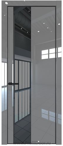 Дверь Profil Doors 19LE цвет Грей Люкс кромка Черный матовый RAL9005 стекло Зеркало Grey