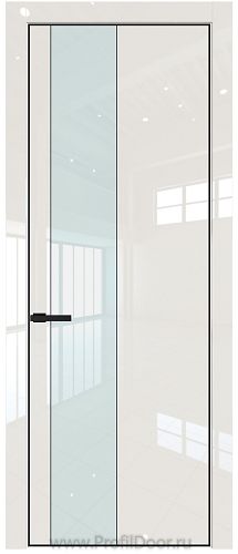 Дверь Profil Doors 19LE цвет Магнолия люкс кромка Черный матовый RAL9005 стекло Lacobel Белый лак