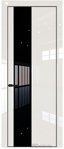 Дверь Profil Doors 19LE цвет Магнолия люкс кромка Черный матовый RAL9005 стекло Lacobel Черный лак