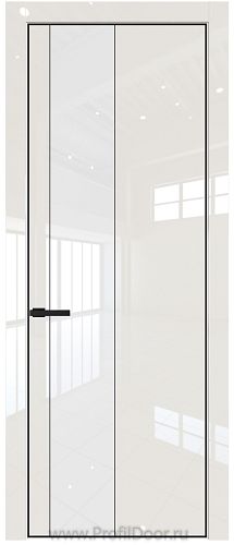 Дверь Profil Doors 19LE цвет Магнолия люкс кромка Черный матовый RAL9005 стекло Lacobel лак Классик