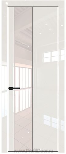 Дверь Profil Doors 19LE цвет Магнолия люкс кромка Черный матовый RAL9005 стекло Lacobel Перламутровый лак