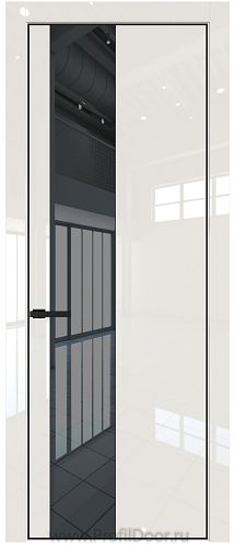 Дверь Profil Doors 19LE цвет Магнолия люкс кромка Черный матовый RAL9005 стекло Зеркало Grey