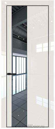 Дверь Profil Doors 19LE цвет Магнолия люкс кромка Черный матовый RAL9005 стекло Зеркало