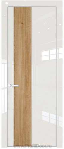 Дверь Profil Doors 19LE цвет Магнолия люкс кромка Серебро вставка Дуб Карамель