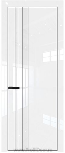 Дверь Profil Doors 20LE цвет Белый люкс кромка Черный матовый RAL9005 стекло Lacobel лак Классик