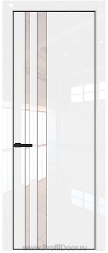 Дверь Profil Doors 20LE цвет Белый люкс кромка Черный матовый RAL9005 стекло Lacobel Перламутровый лак