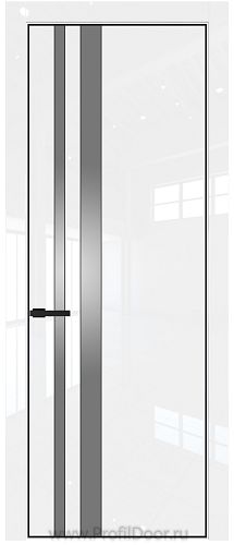 Дверь Profil Doors 20LE цвет Белый люкс кромка Черный матовый RAL9005 стекло Lacobel Серебро Матлак