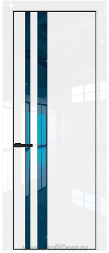 Дверь Profil Doors 20LE цвет Белый люкс кромка Черный матовый RAL9005 стекло Зеркало Blue