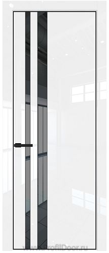 Дверь Profil Doors 20LE цвет Белый люкс кромка Черный матовый RAL9005 стекло Зеркало Grey