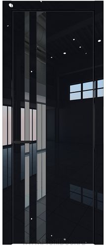 Дверь Profil Doors 20LE цвет Черный люкс кромка Черный матовый RAL9005 стекло Зеркало Grey