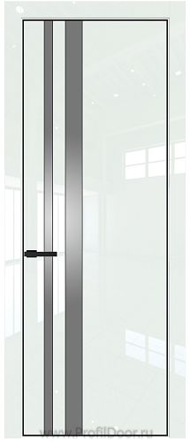 Дверь Profil Doors 20LE цвет ДаркВайт Люкс кромка Черный матовый RAL9005 стекло Lacobel Серебро Матлак